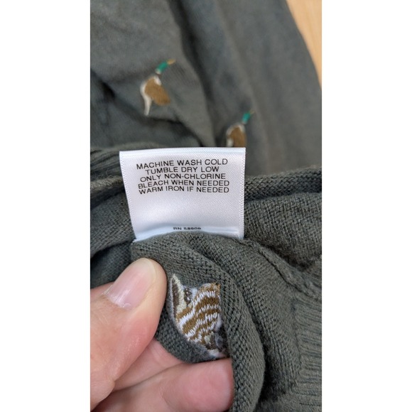 Cremieux Classics Sweater Mens Medium Green Mallard Duck Pima Cotton Cashmere - Picture 5 of 9